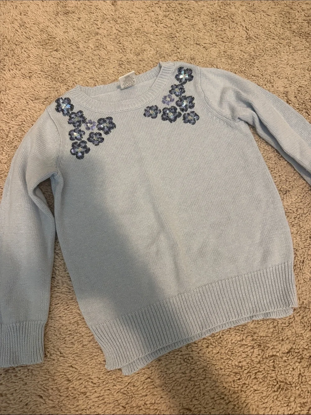 Ralph Lauren Girls' Pink Long-Sleeve Polo Tee with Light Blue Floral Sweater
